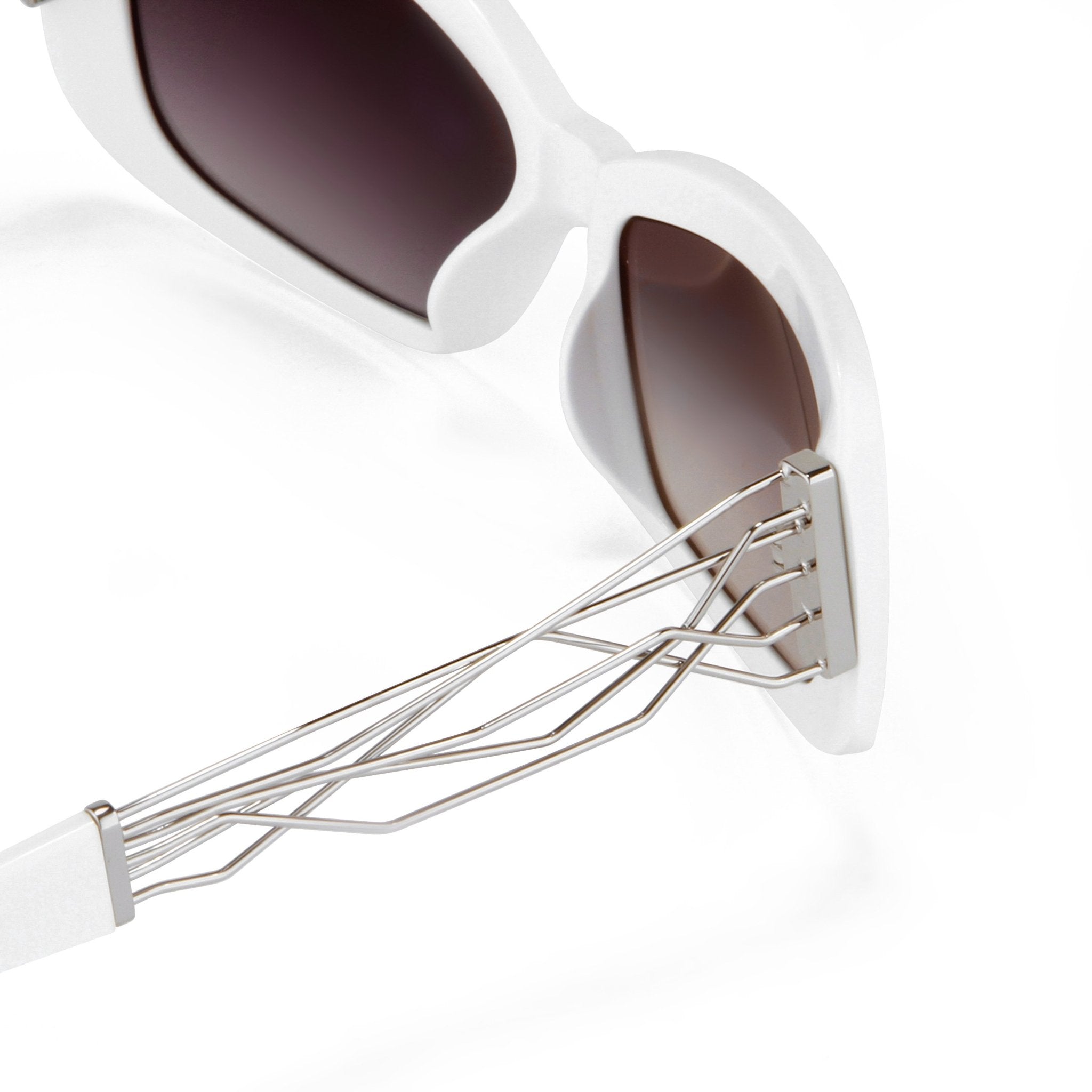 Prabal Gurung Sunglasses Women's Rectangle White Acetate CAT2 Grey Lenses PG14C3SUN - Watches & Crystals