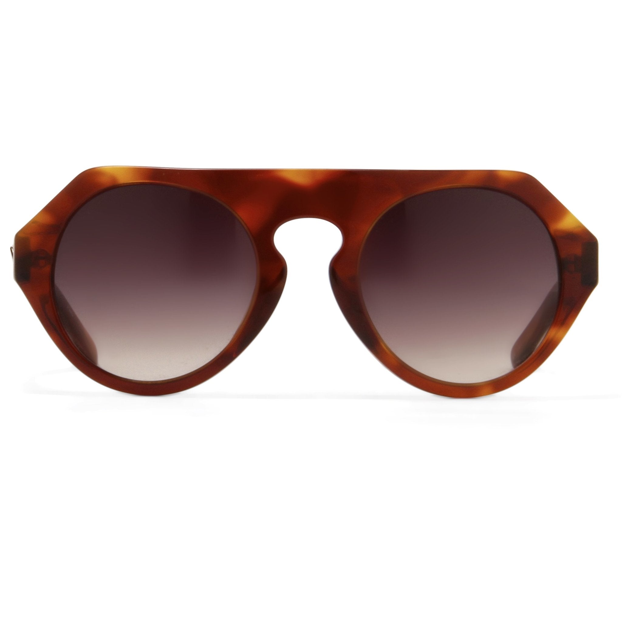 Prabal Gurung Sunglasses Women's Round Flat Top Tortoise Shell Acetate and Light Gold CAT3 Grey Gradient Lenses PG15C2SUN - Watches & Crystals