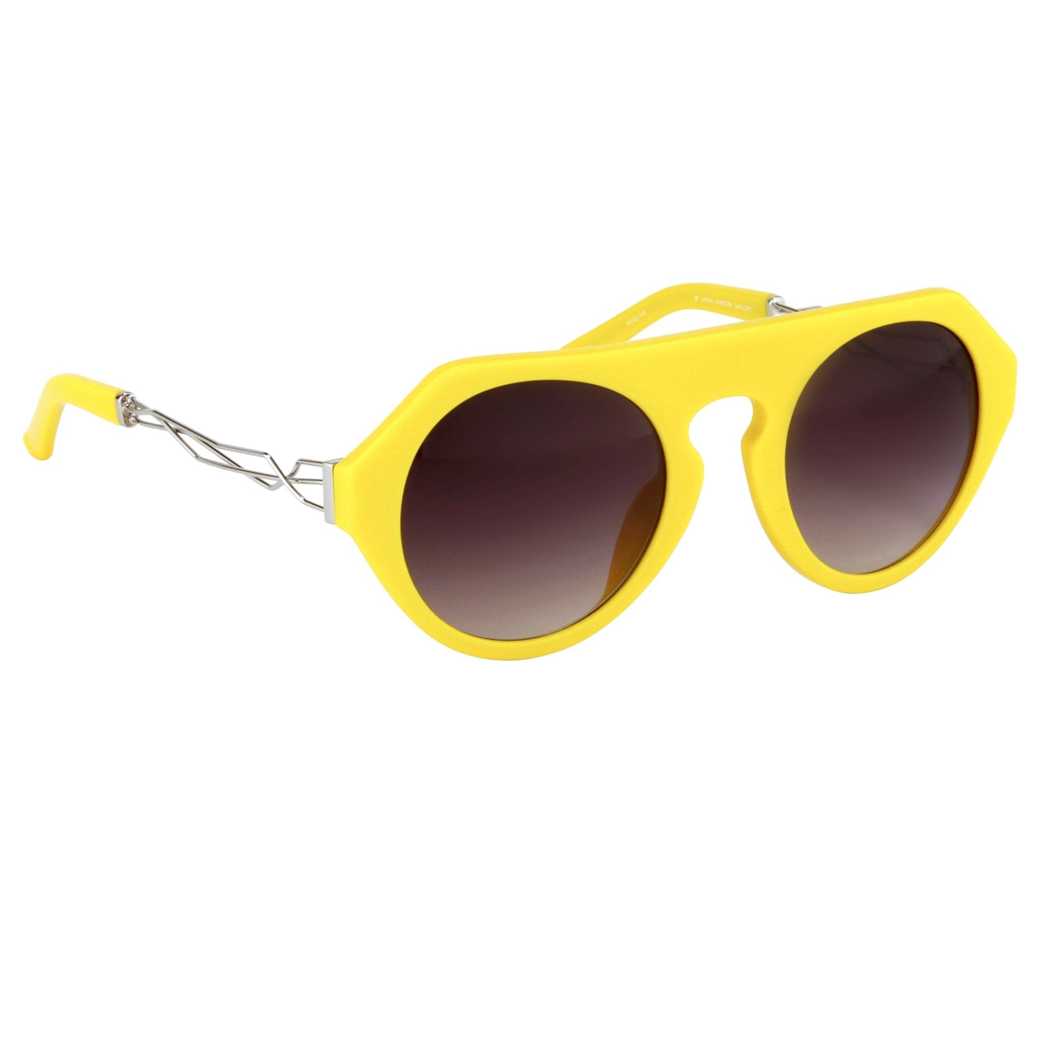 Prabal Gurung Sunglasses Women's Round Flat Top Yellow Acetate CAT2 Grey Gradient Lenses PG15C4SUN - Watches & Crystals