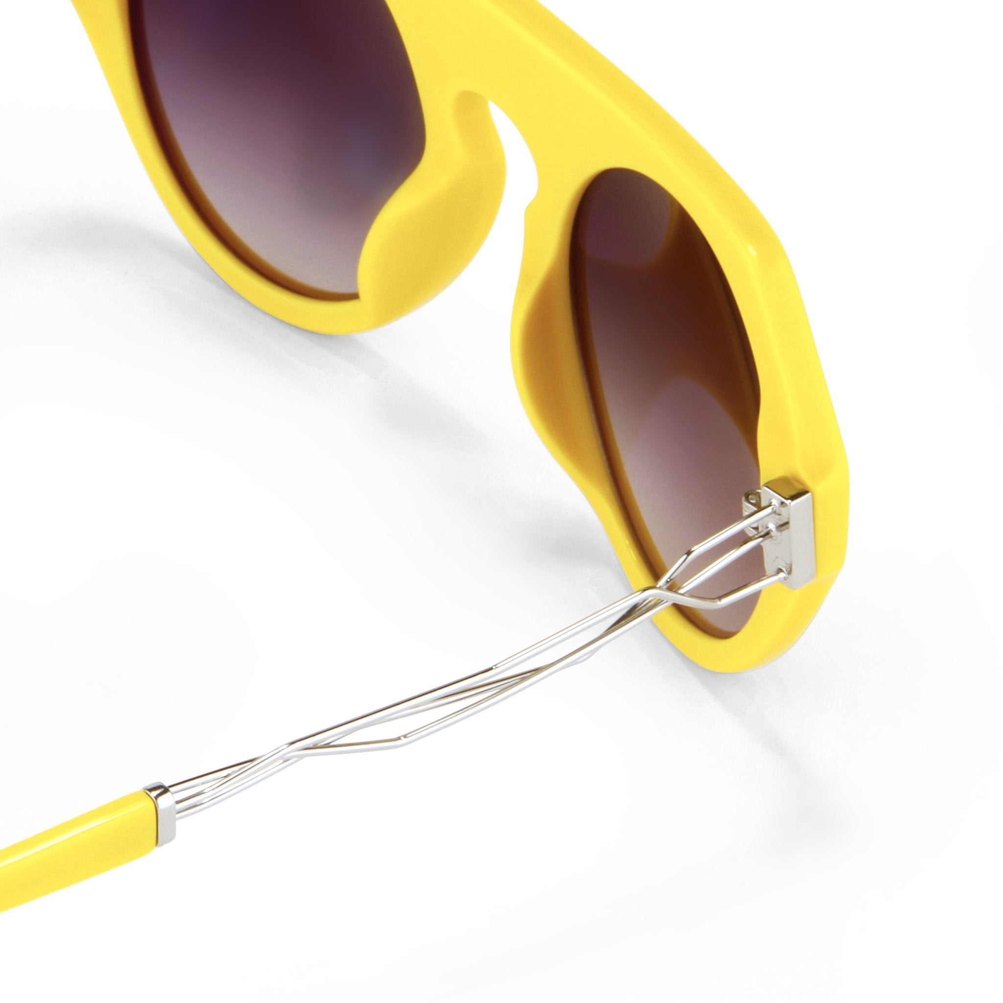 Prabal Gurung Sunglasses Women's Round Flat Top Yellow Acetate CAT2 Grey Gradient Lenses PG15C4SUN - Watches & Crystals