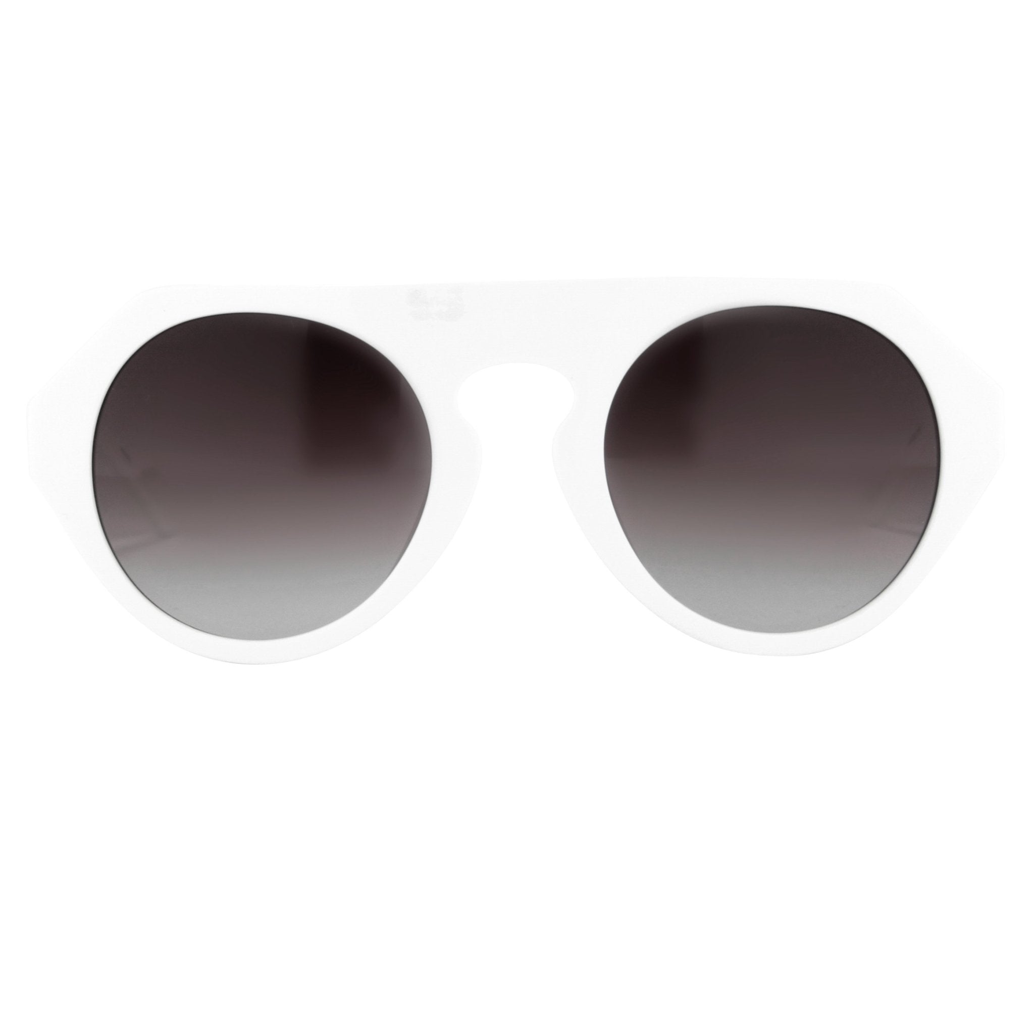 Prabal Gurung Sunglasses Women's Round White Acetate CAT2 Grey Gradient Lenses PG15C3SUN - Watches & Crystals