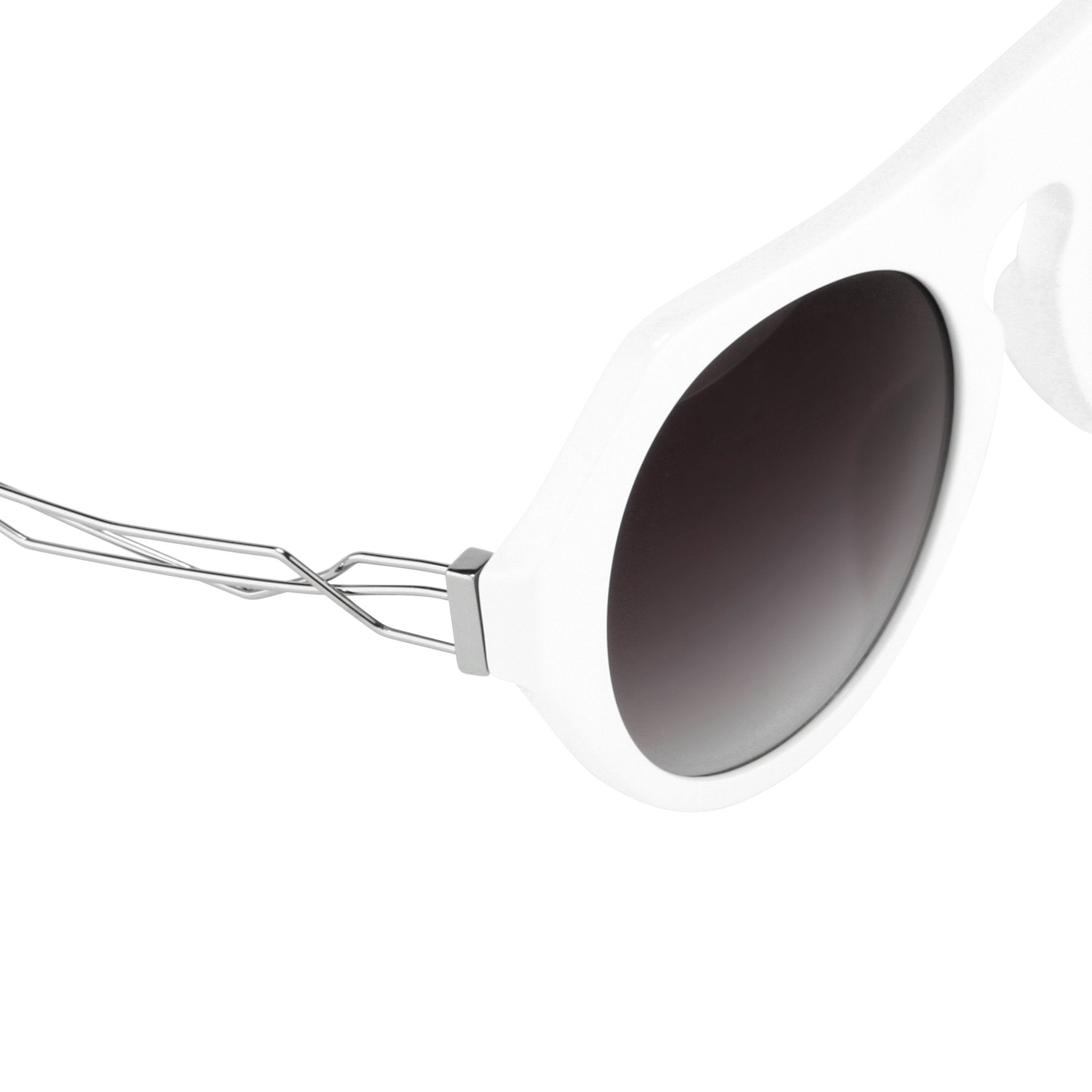 Prabal Gurung Sunglasses Women's Round White Acetate CAT2 Grey Gradient Lenses PG15C3SUN - Watches & Crystals