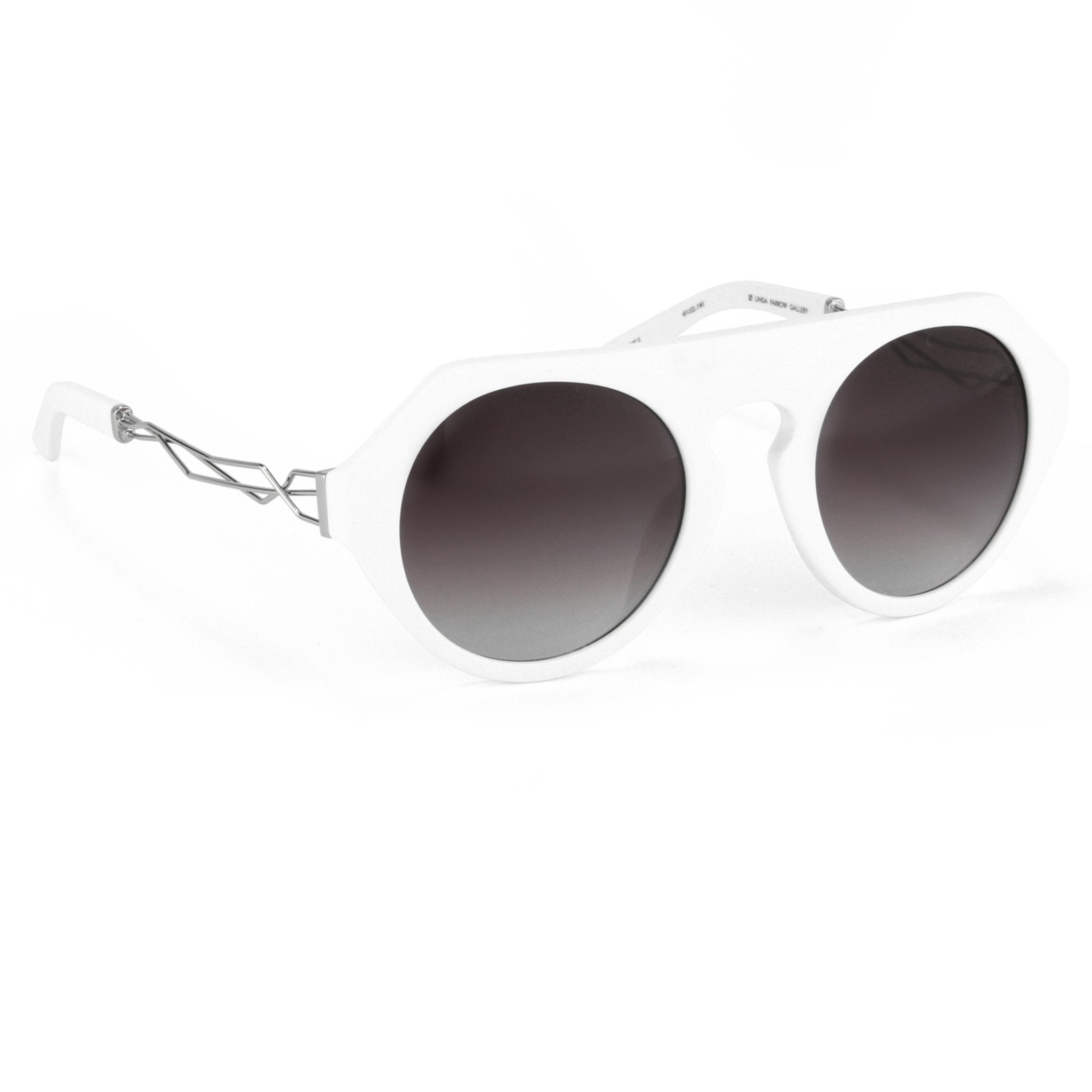 Prabal Gurung Sunglasses Women's Round White Acetate CAT2 Grey Gradient Lenses PG15C3SUN - Watches & Crystals