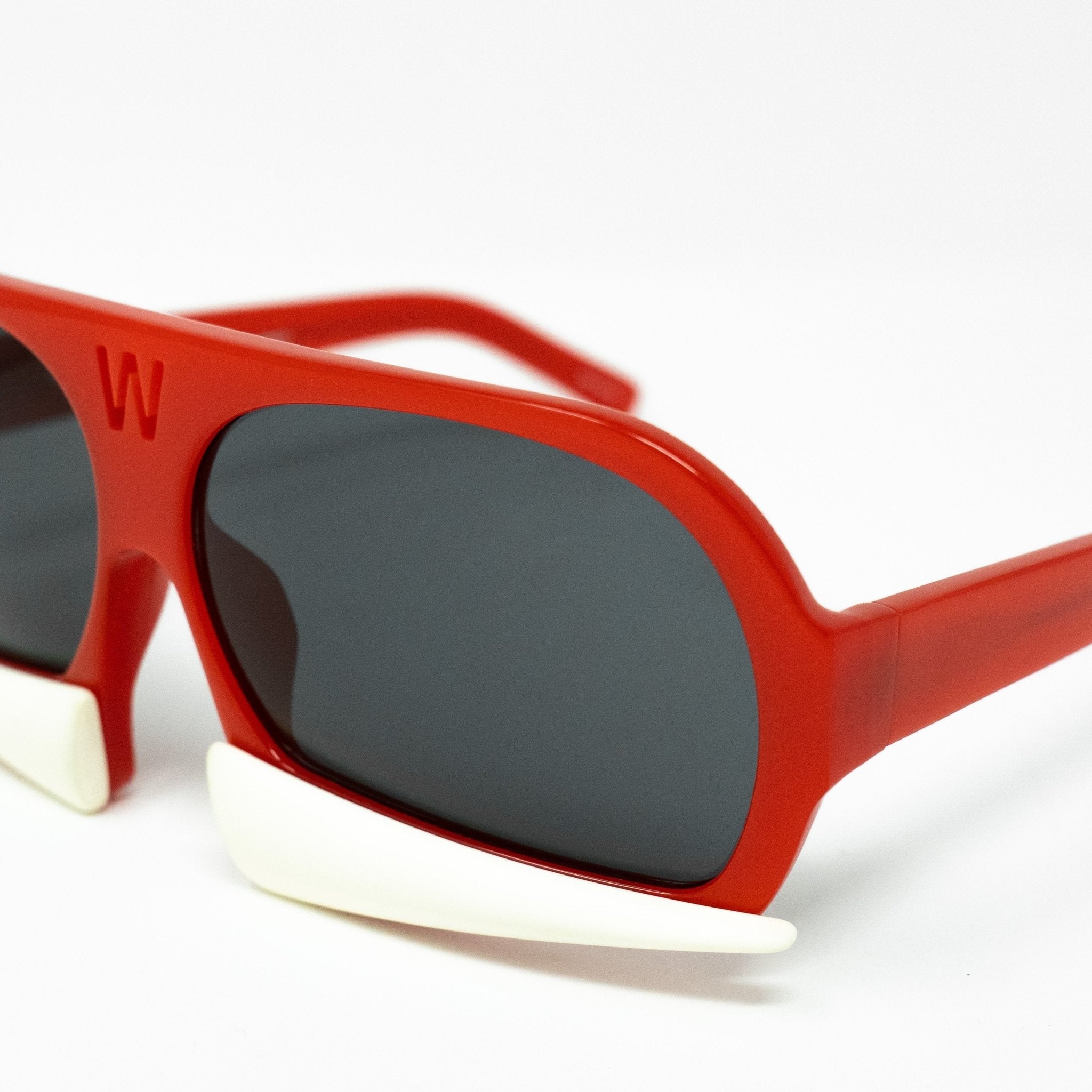 Walter Van Beirendonck Sunglasses Special Frame Red/Beige Bone and Grey Lenses - WVB7C1SUN - Watches & Crystals