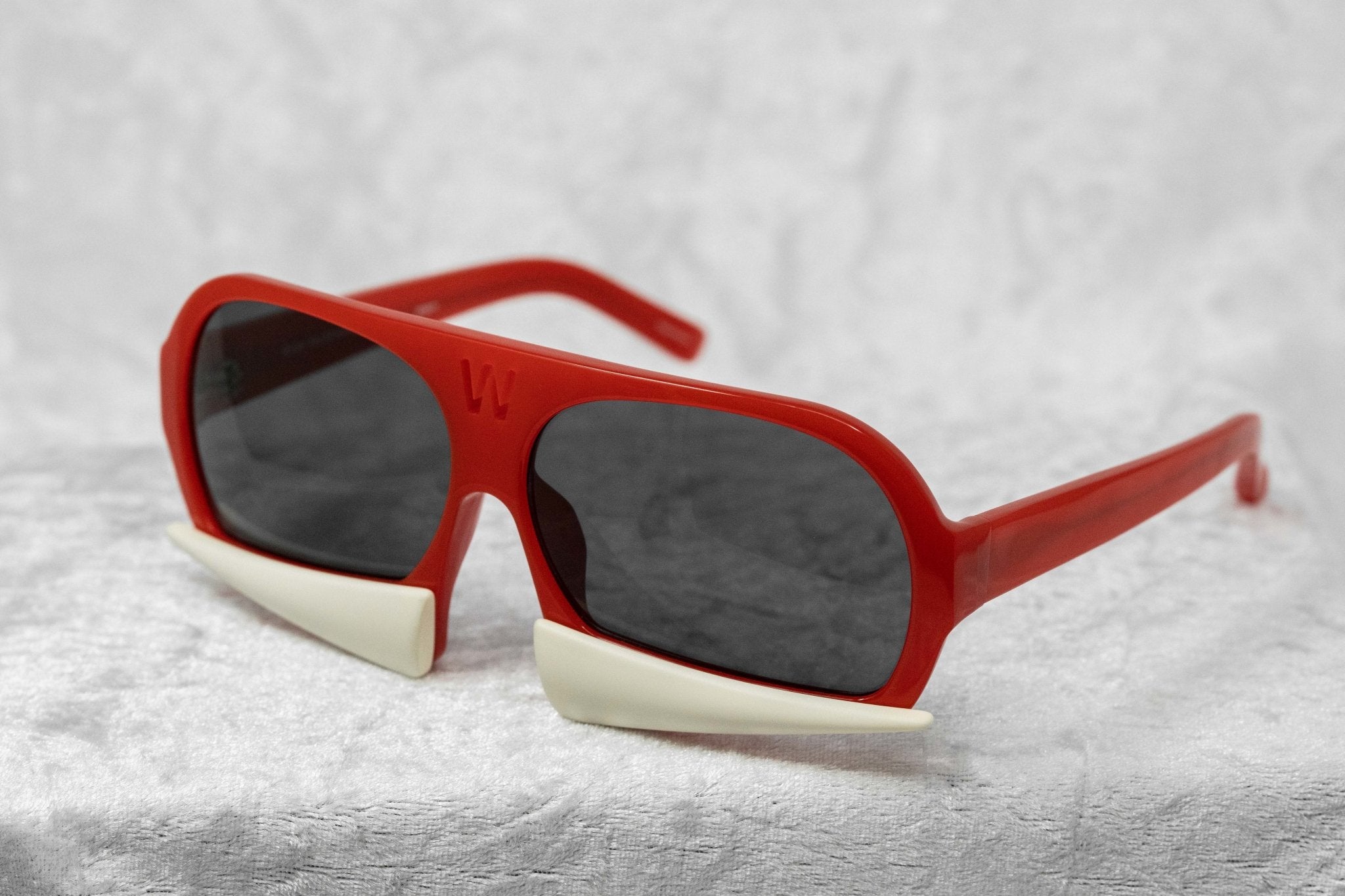 Walter Van Beirendonck Sunglasses Special Frame Red/Beige Bone and Grey Lenses - WVB7C1SUN - Watches & Crystals