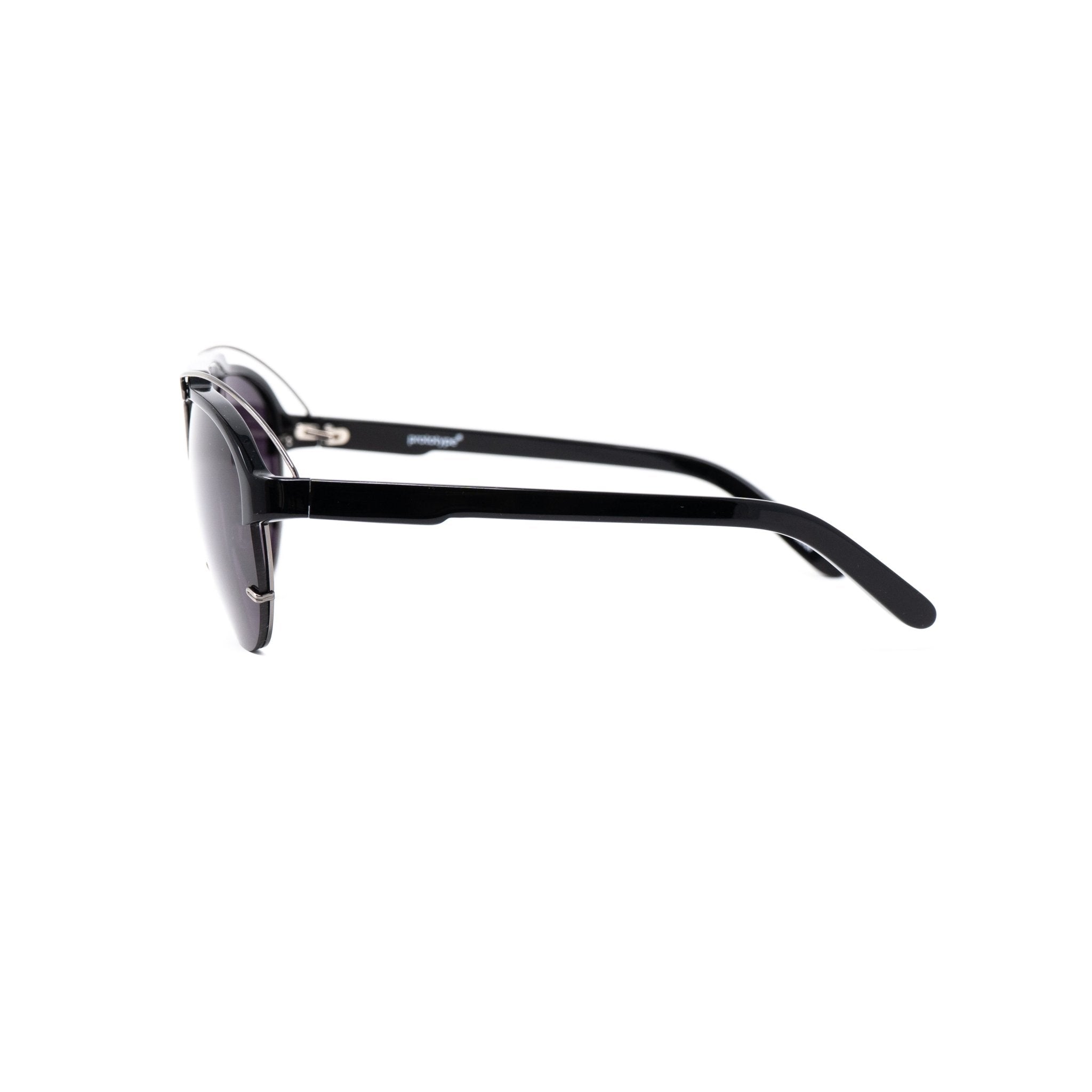 Yohji Yamamoto Unisex Sunglasses Black/Silver and Dark Purple Lenses Category 4 - YY11ASTRONAUTC2SUN - Watches & Crystals