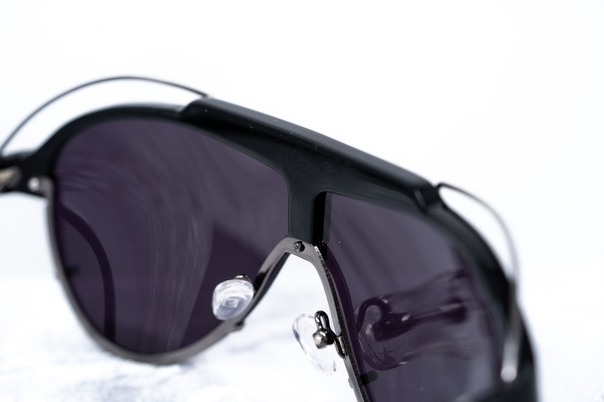 Yohji Yamamoto Unisex Sunglasses Black/Silver and Dark Purple Lenses Category 4 - YY11ASTRONAUTC2SUN - Watches & Crystals