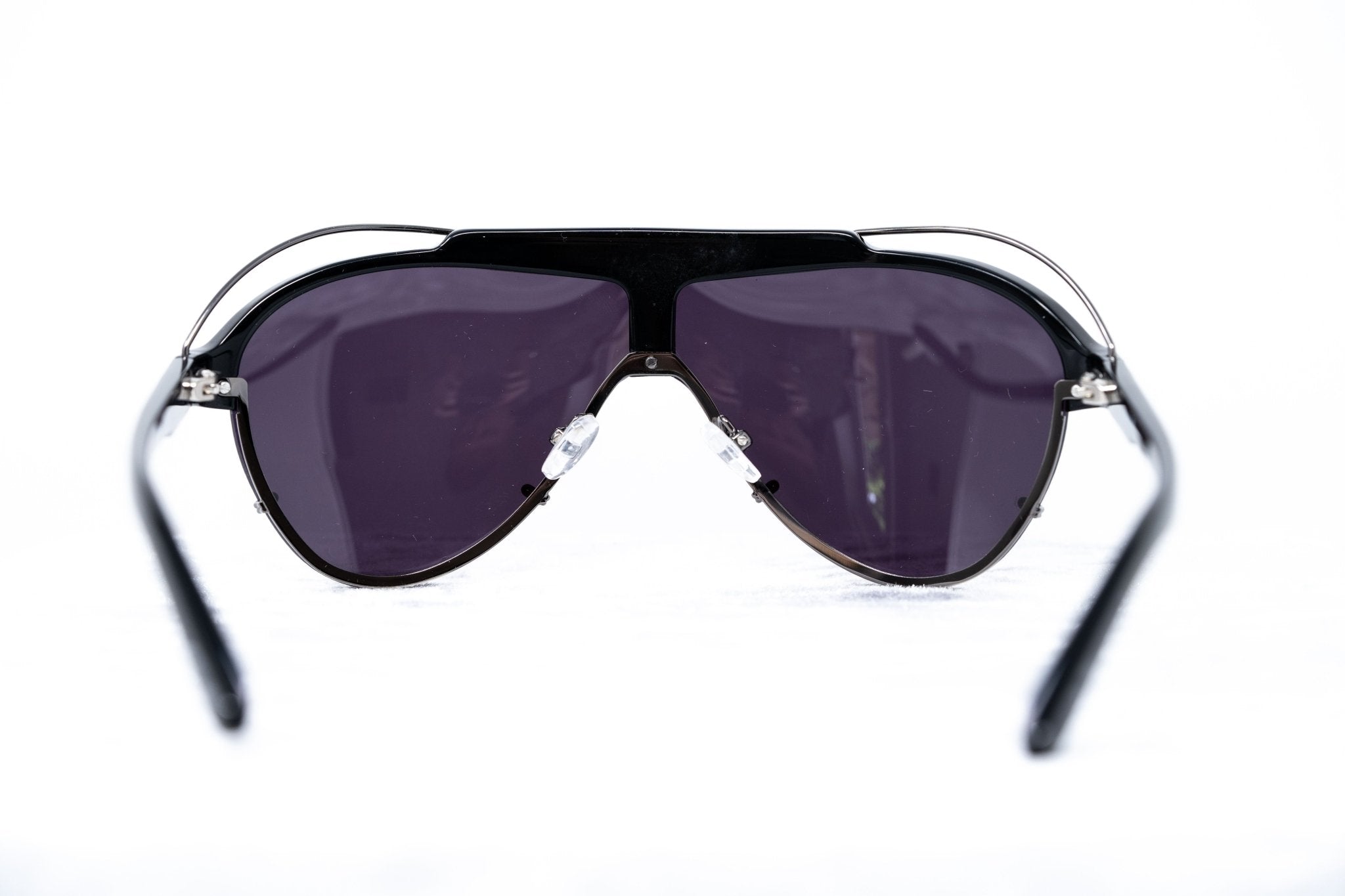 Yohji Yamamoto Unisex Sunglasses Black/Silver and Dark Purple Lenses Category 4 - YY11ASTRONAUTC2SUN - Watches & Crystals