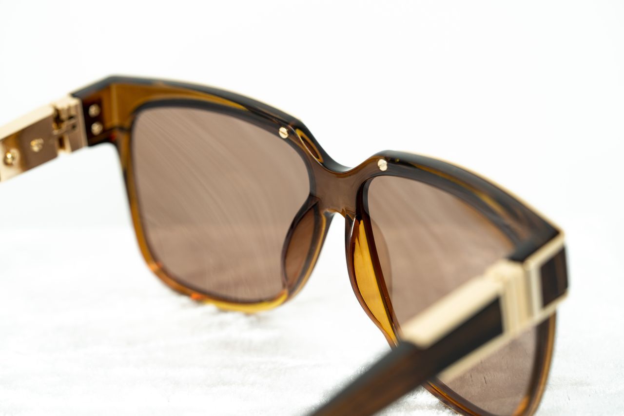 Yohji Yamamoto Unisex Sunglasses Rectangular Brown and Bronze Lenses Category 3 - YY16THORNC2SUN - Watches & Crystals