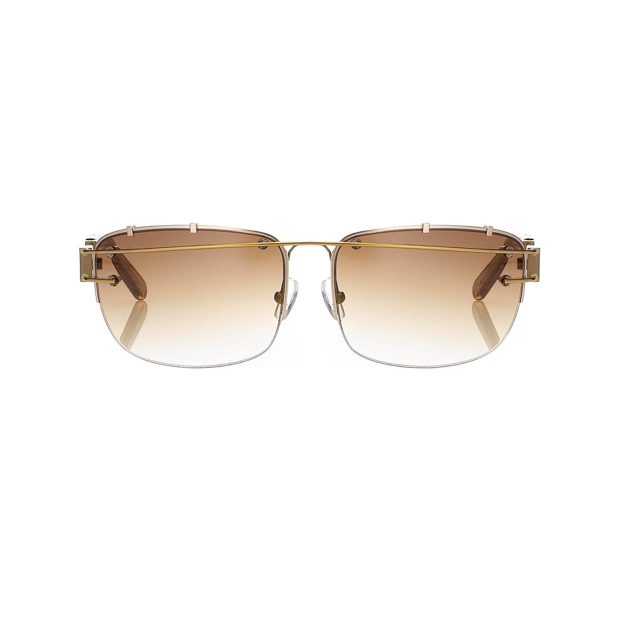 Yohji Yamamoto Unisex Sunglasses Rectangular Gold and Brown Graduated Lenses - 9YY100C3ANTIQUEGOLD - Watches & Crystals