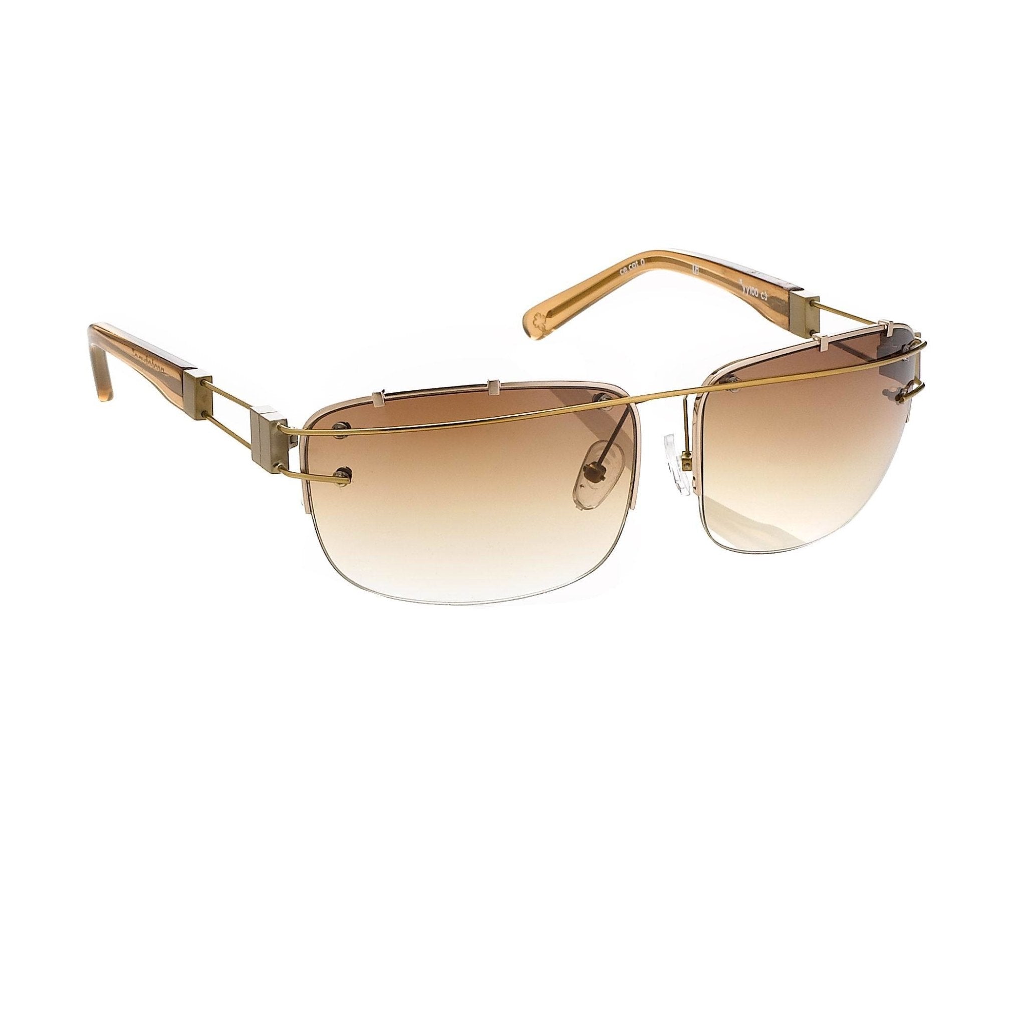 Yohji Yamamoto Unisex Sunglasses Rectangular Gold and Brown Graduated Lenses - 9YY100C3ANTIQUEGOLD - Watches & Crystals