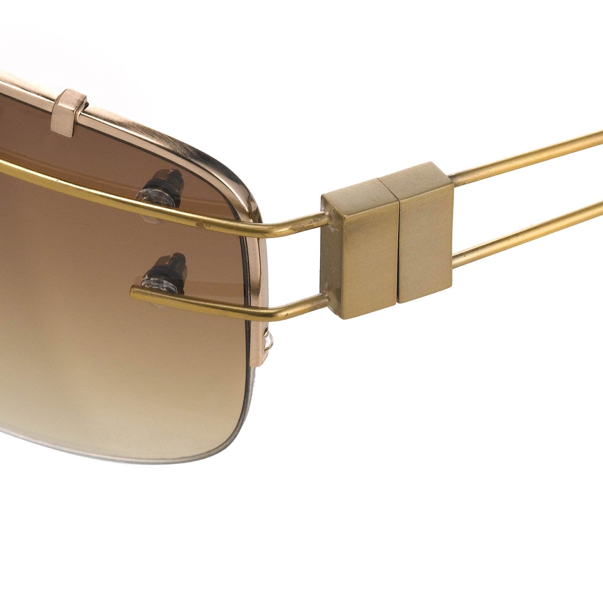 Yohji Yamamoto Unisex Sunglasses Rectangular Gold and Brown Graduated Lenses - 9YY100C3ANTIQUEGOLD - Watches & Crystals