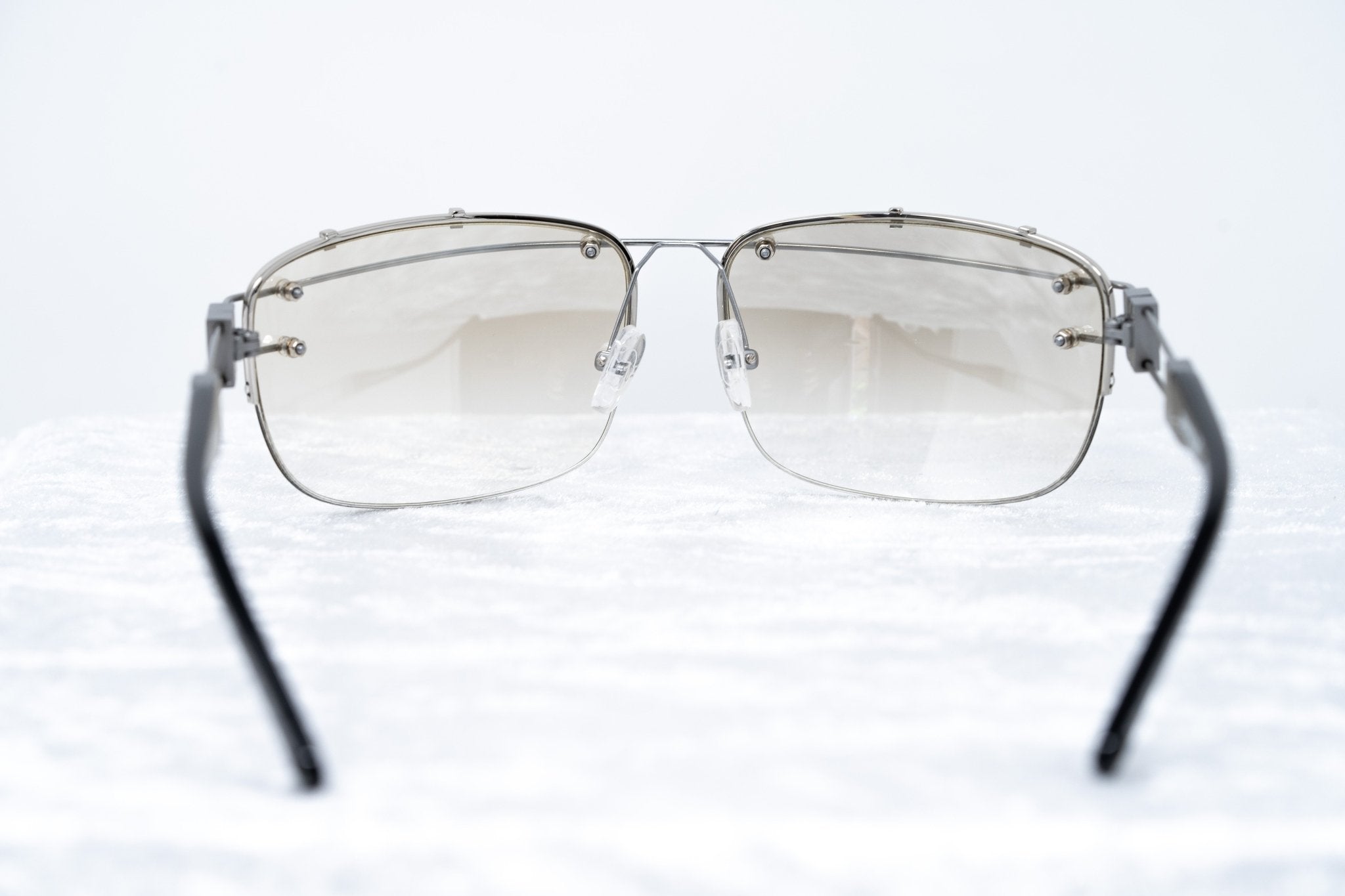 Yohji Yamamoto Unisex Sunglasses Rectangular Silver and Brown Graduated Lenses - 9YY100C2SHINYSILVER - Watches & Crystals