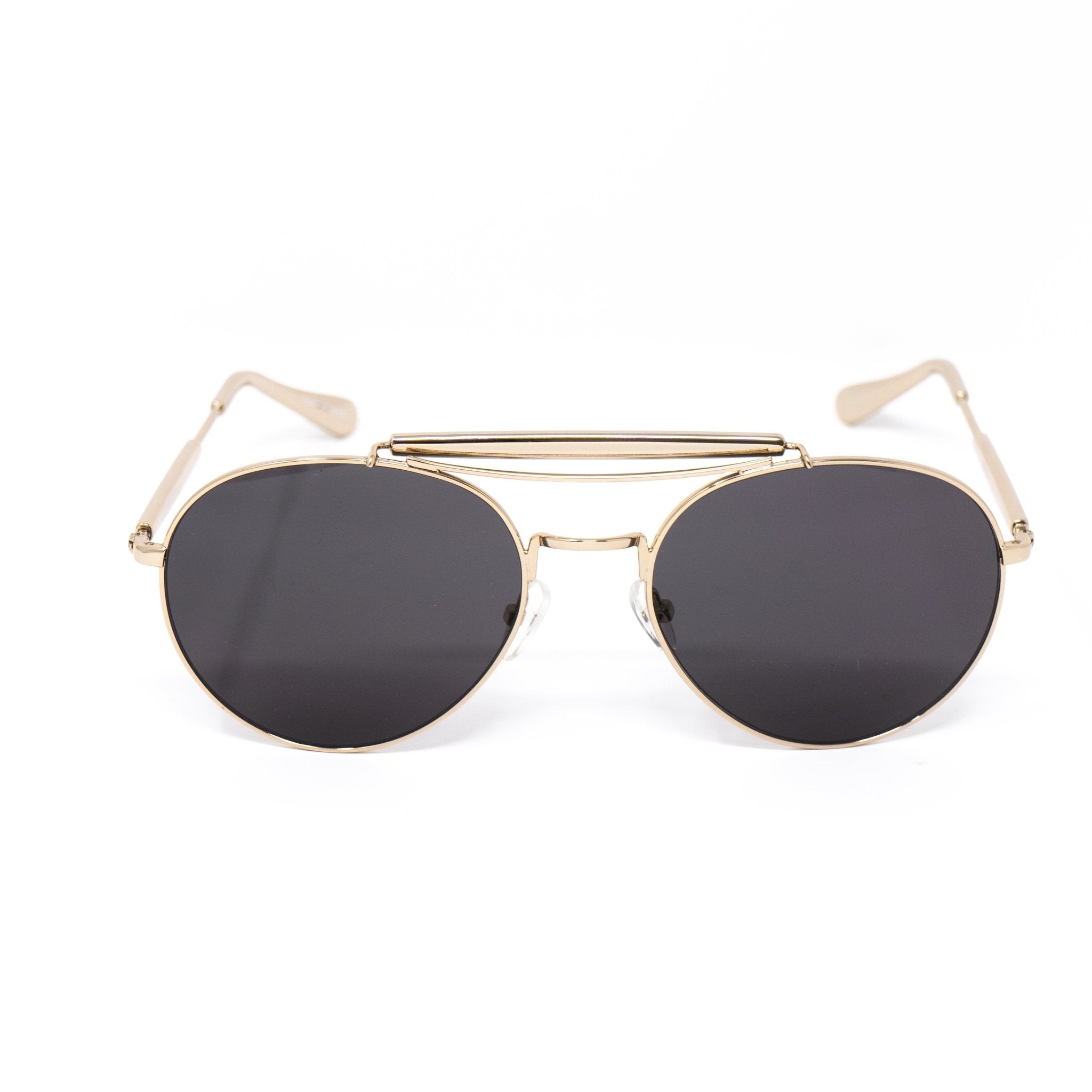 Yohji Yamamoto Unisex Sunglasses Round Gold and Dark Grey Lenses Category 3 - YY12RIDERC2SUN - Watches & Crystals