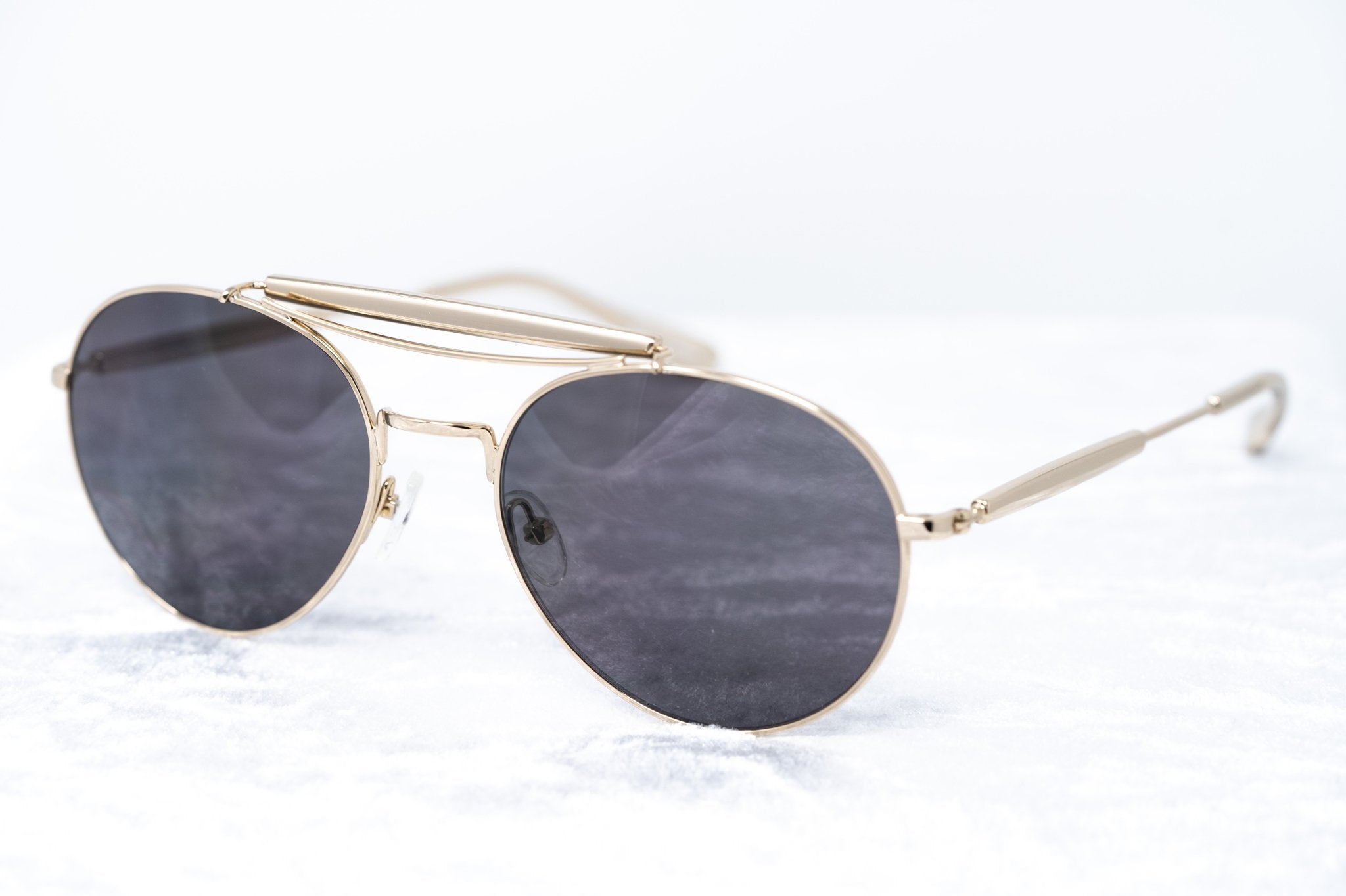 Yohji Yamamoto Unisex Sunglasses Round Gold and Dark Grey Lenses Category 3 - YY12RIDERC2SUN - Watches & Crystals