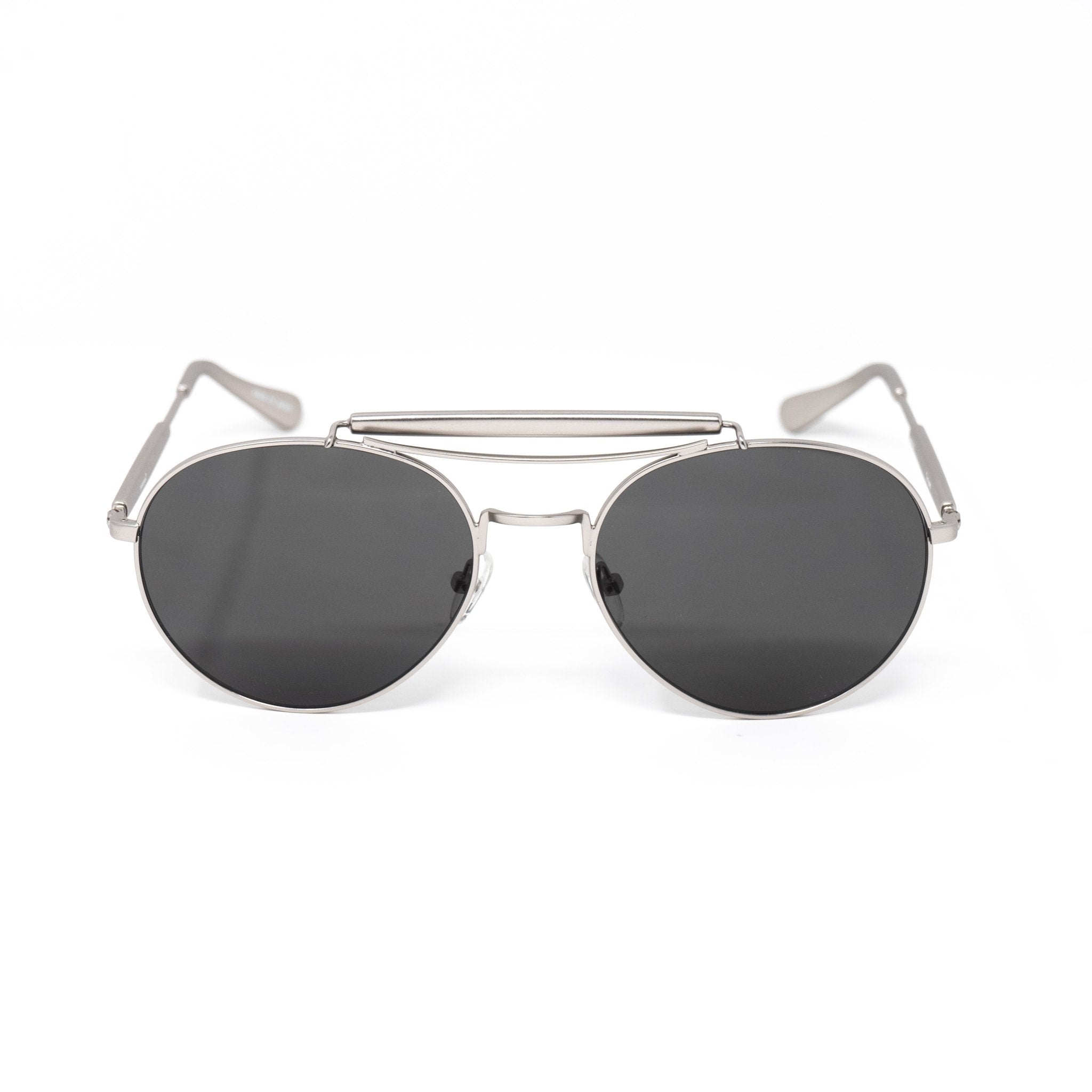 Yohji Yamamoto Unisex Sunglasses Round Silver and Dark Grey Lenses Category 3 - YY12RIDERC1SUN - Watches & Crystals