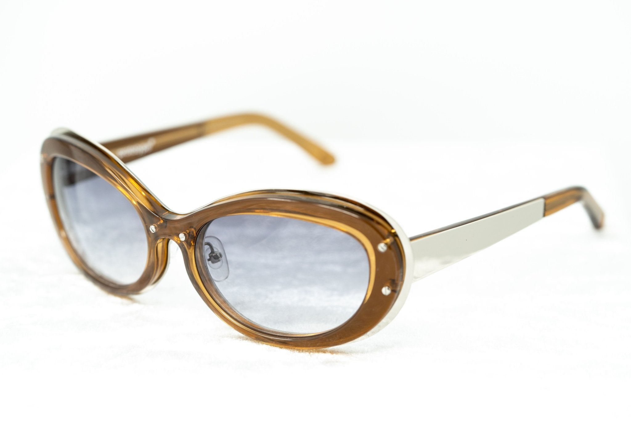 Yohji Yamamoto Women Sunglasses Cat Eye Brown/Silver and Grey Graduated Lenses - 9YYHDRAGONFLYC2BWN - Watches & Crystals